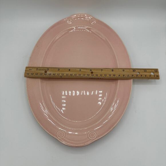 Vtg Platter in Pastel Pink Luray Pattern Deco Style TST Taylor Smith Taylor 13" - Picture 5 of 8